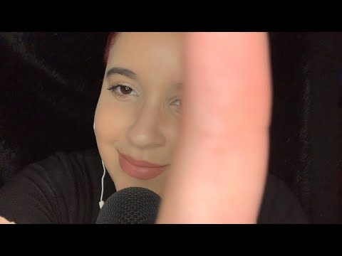 ASMR |  Whispered trigger words with tingly mouth sounds and hand movements (upclose and personal)
