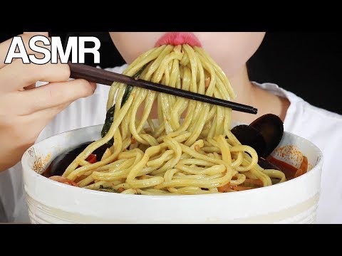 ASMR JJAMPONG SPICY SEAFOOD SOUP NOODLES Eating Sounds Mukbang