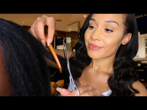 ASMR Real Haircut, Scalp Treatment  💇🏽‍♀️ Relaxed Afro hair | Hairdresser role-play