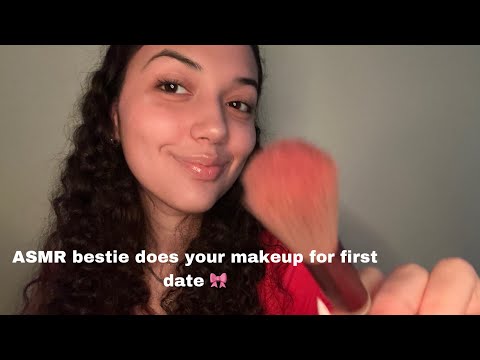 ASMR bestie does your makeup for first date 🎀 fast and aggressive makeup application 💗