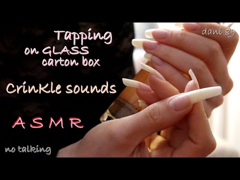 🎇 ASMR: Crinkle sounds, Tapping on GLASS, carton box...and more different TRIGGERS! [binaural sound]