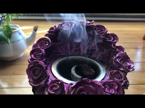 ASMR charcoal pine tree resin incense burning smoke relaxing candle