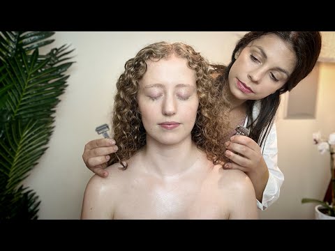ASMR Real Person Scalp, Hair, Back, Shoulders Massage & Energy Roleplay for Deep Sleep