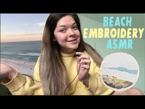 Beach embroidery + supplies show & tell 🌊🐚 ASMR