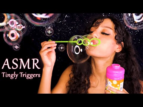 ASMR Kaitlynn blowing bubbles, liquid sounds extra tingly to help you relax and melt stress away