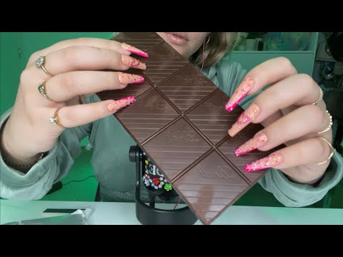 ASMR Chocolate tapping and textured scratching 🍫🤎 ~fast tapping~ | Whispered