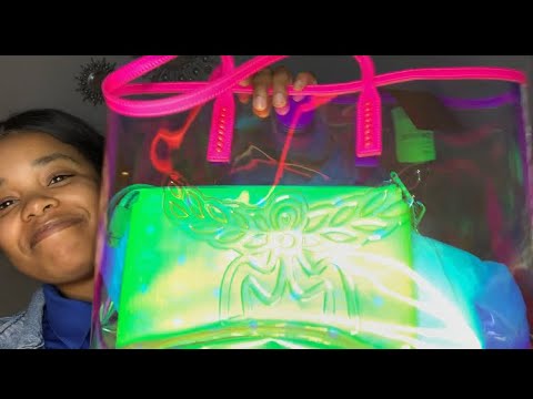 MCM Luccent Medium See-Through Neon Tote Bag