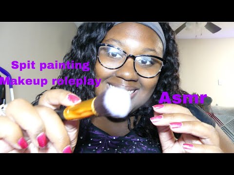 ASMR *Spit painting makeup roleplay | Janay D ASMR