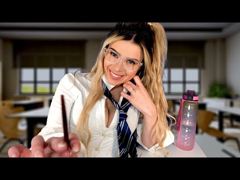 ASMR GIRL IN CLASS LIKES YOU! ❤︎ Whispering in Your Ears, Tickling Your Back, Playing With Your Hair