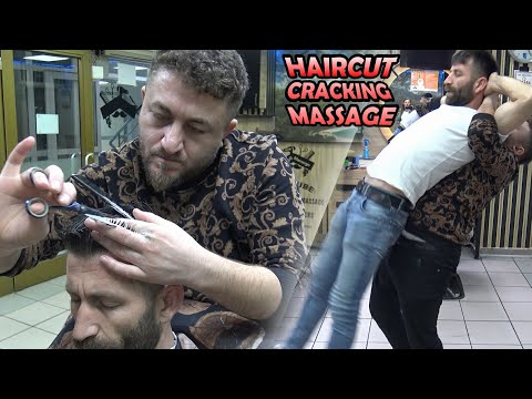 FROTHY HAIRCUT AND MASSAGE BY MASTER BARBER 💈 LOUD CRACK💈 Asmr head, back, elbow, neck, ear massage