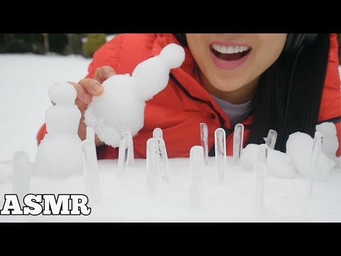 ASMR ICICLE ON SNOW (EATING SOUNDS OUTSIDE) NO TALKING | SAS-ASMR