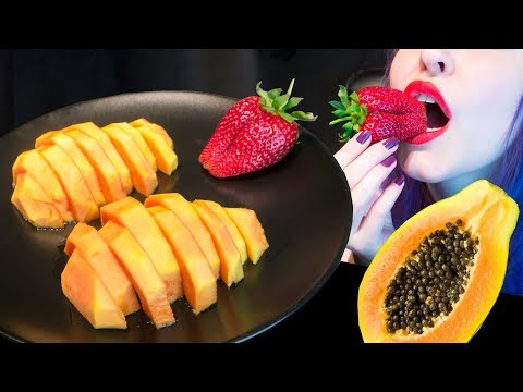ASMR: Super Juicy & Fresh Papaya | Eat the Whole Thing 🍹 ~ Relaxing Eating [No Talking|V] 😻