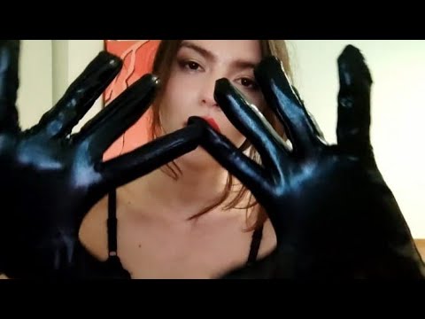 ASMR roleplay leather gloves massage, measuring your face