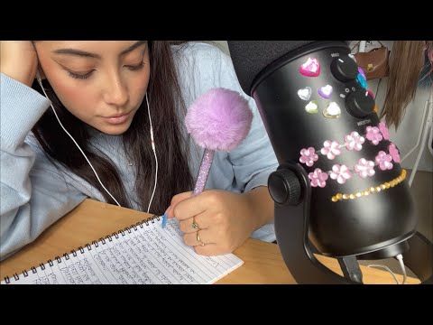 ASMR Writing on a notebook 💓 ~writing sounds + reading~ | Whispered