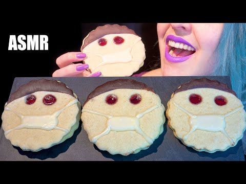 ASMR: HUGE FACE MASK COOKIES | Jam Sandwich Cookies 🍪 ~ Relaxing Eating Sounds [No Talking|V] 😻