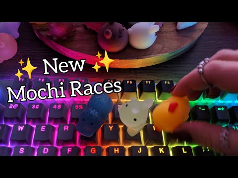 ASMR Mochi RACES | keyboard mochi races with mouth sounds