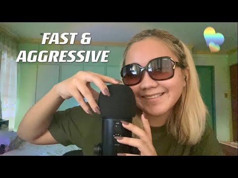 ASMR | *FAST AND AGGRESSIVE* Mic Scratching and Inaudible Whispering 🎙