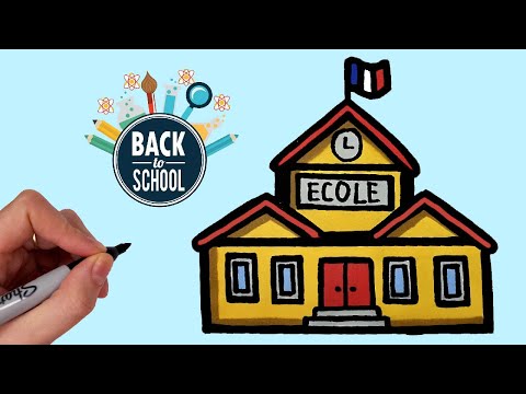 Comment Dessiner Une ÉCOLE / COLLÈGE / LYCÉE ❤️ [Dessin Back To School Mignon - Kawaii]