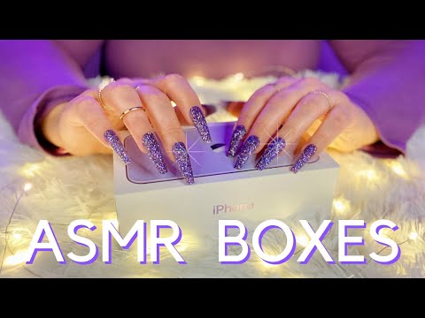 ASMR • Boxes: Gentle Scratchy Tapping (Whispered)