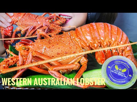 ASMR EATING GIANT WESTERN AUSTRALIAN LOBSTER , EATING SOUNDS | LINH ASMR