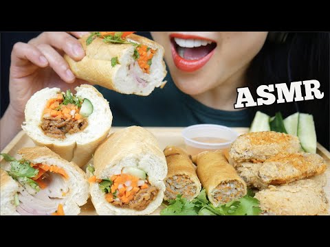 ASMR VIETNAMESE FOOD *BANH MI + FRIED ROLL + CHICKEN WINGS (EATING SOUNDS) NO TALKING | SAS-ASMR