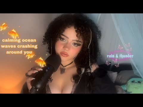 ASMR ||💤 a wave of calm washes over you🌊 energy rain, ocean sounds , thunder, mic rubbing