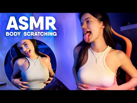 ASMR BODY scratching and mouth sounds  (fabric scratching , skin scratching )
