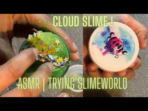 ASMR trying slime worlds ☁️ cloud ☁️ slime for the first time! ( no talking )
