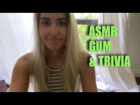 ASMR Gum Chewing and Reading Trivia Cards Questions and Answers with Tapping (Whispered)