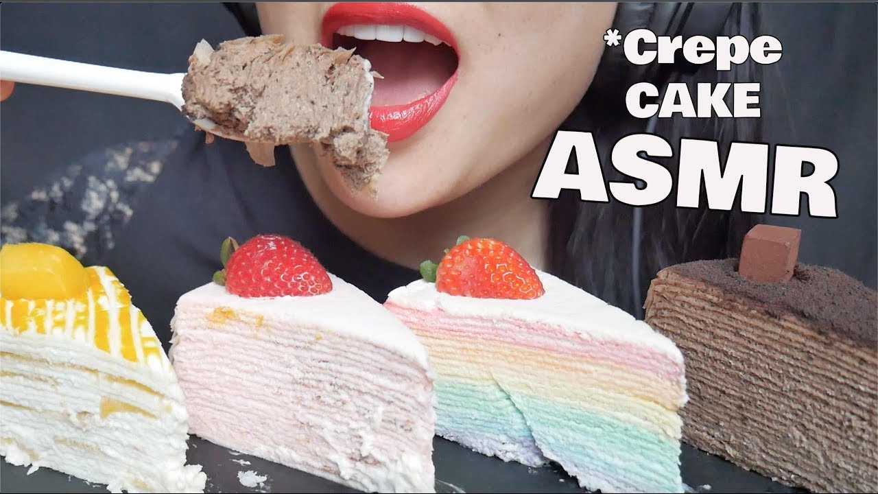 ASMR CREPE CAKE (Mango + Rose + Rainbow + Chocolate) Squishy EATING SOUNDS NO TALKING | SAS-ASMR