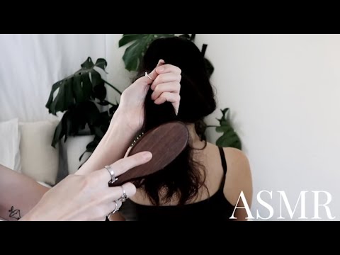 ASMR crisp tingles w/ soothing hair play, scalp scratch + back massage on subscriber (soft whisper)