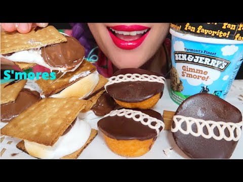 ASMR S’MORES, BEN &JERRY’S GIMME S’MORES, LIMITED EDITION CUPCAKE먹방 |CURIE.ASMR