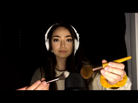 ASMR Makeup Brush Sounds on Microphone with Brushing, Tapping, Fluttering and Whispering