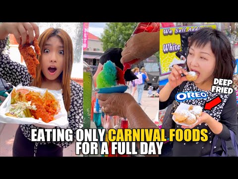 ONLY EATING CARNIVAL FOODS FOR A FULL DAY CHALLENGE!