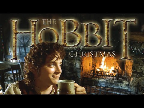 Hobbit Christmas Fireplace 🎄 Ambience ASMR Lord of the Rings - Green Dragon Inn 🍺 Snowy Day