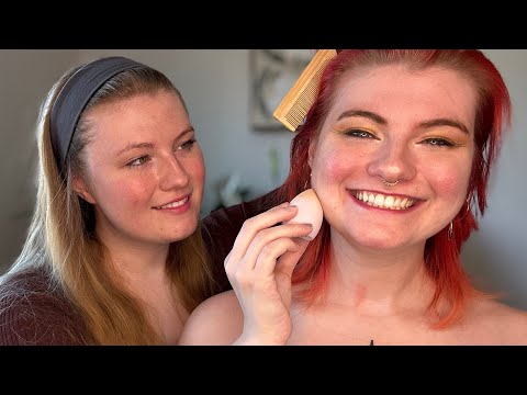 ASMR Summer Makeup for my Identical Twin Sister | Personal Care and Skincare for Sleep and Relaxing