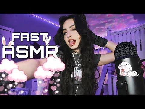 FAST & AGGRESSIVE ASMR 🐰( Nail Tapping, Hand Sounds, Mouth Sounds, Mic Gripping/Rubbing + )