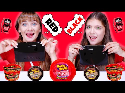 ASMR Red And Black Food Party (Copy My Eating, No Reaction, Candy Race)
