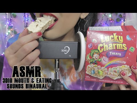 ASMR Eating Sounds ~ Rice Crispy Bars (Crunchy Eating Video/ Whispering) 3dio Binaural