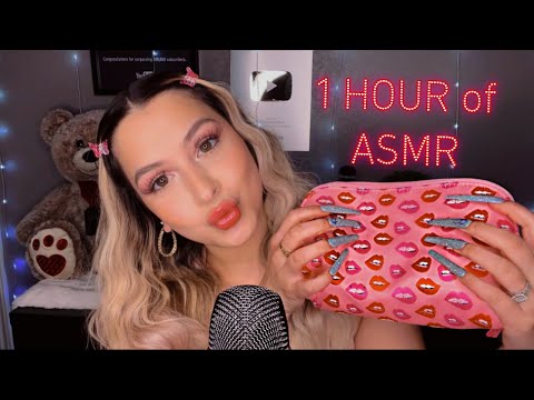 ASMR ✨1 hour✨of tapping with XL nails ~ unboxing beauty items 📦💄 soft whispers 💤