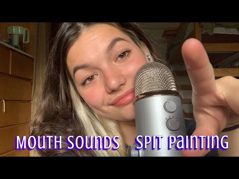 ASMR | Fast and Aggressive Mouth Sounds and Spit Painting | Wet and Dry Mouth Sounds | Hand Movement