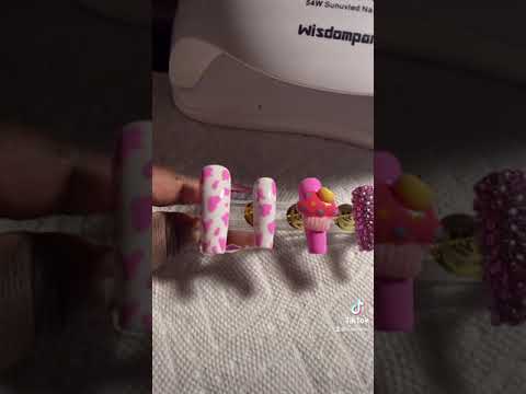 Pink cow print press on nails