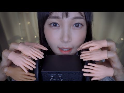 ASMR 4k Ear Massage with Ten Tiny Hands (Oil, Tapping, Crinkle and Bird kisses)