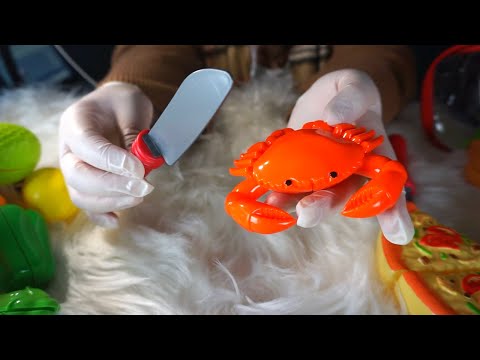 [ASMR] Plastic Food Cutting Velcro [No Talking] [Latex Gloves]
