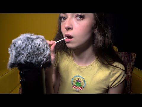ASMR Relaxing Girl Eats Lollipop Intense Candy Eating Mouth Sounds w/ Whispering, Chewing & Sucking