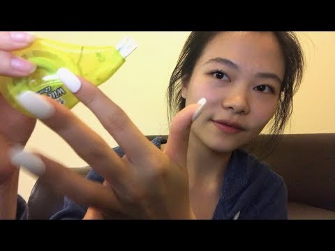 ASMR - tapping on school supplies