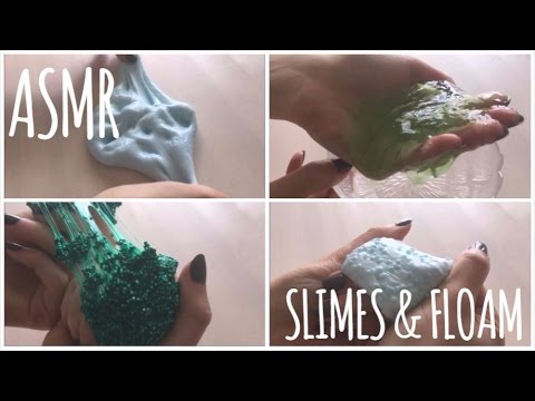 ASMR | Playing with 3 slimes + floam, then wrapping them (version 2)