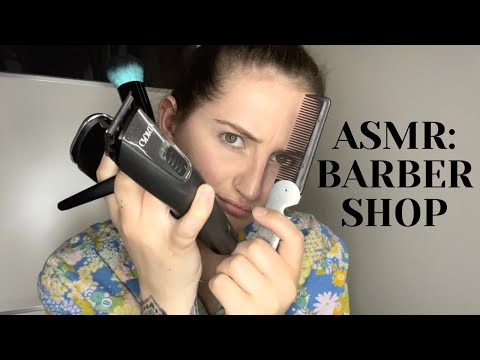 ASMR: BARBER SHOP ROLE PLAY | Scissors | Electric Razor | Plucking | Whispered | Unprofessional