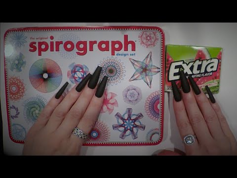 ASMR Gum Chewing Spirograph Draw With Me | Relaxing Whispered Ramble