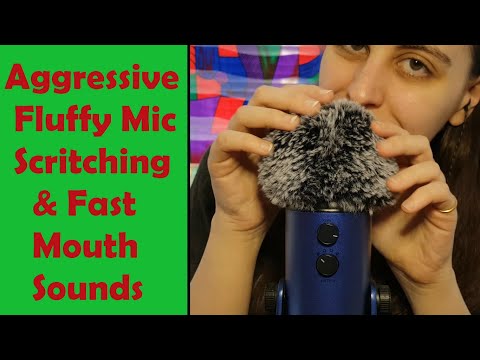 ASMR Aggressive Fluffy Mic Scritching & Fussing With Fast Mouth Sounds